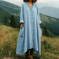 V-Neck Ruffle Trim Loose Maxi Dress