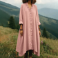 V-Neck Ruffle Trim Loose Maxi Dress