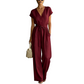 Women's V-Neck Wide-Leg Jumpsuit with Tie-Waist