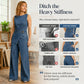 Women's Sleeveless Asymmetric Wrap Denim Jumpsuit