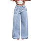 Women's Asymmetrical Waist Wide Leg Jeans
