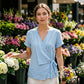 Women's Short Sleeve V-Neck Tie-Waist Top
