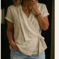 Women's Short Sleeve V-Neck Tie-Waist Top