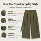 Women's Cropped Wide-Leg Cargo Pants