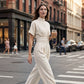 Women's Short Sleeve Mock Neck Wide-Leg Jumpsuit