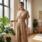 Women's Short Sleeve Mock Neck Wide-Leg Jumpsuit