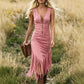 🤠 LIMITED-TIME 48% OFF! ✨ Retro Western Tassel Sleeveless Slim Dress – Fringe Hem, Front Zipper, Cowgirl Style 🌵