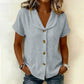 Women's Short Sleeve Cotton Linen Shirt