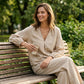 Women's Casual V-Neck Top & Pants Set