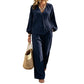 Women's Casual V-Neck Top & Pants Set