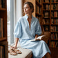 Women's Half-Zipper Stand Collar Puff Sleeve Dress