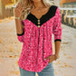 Women's Printed V-Neck Long Sleeve T-Shirt