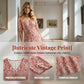 Women's V-Neck Printed Half-Sleeve Maxi Dress