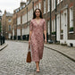 Women's V-Neck Printed Half-Sleeve Maxi Dress