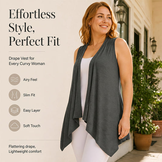 Women's Casual Sleeveless Draped Cardigan