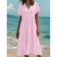 Women's V-Neck Short Sleeve Ruffled Midi Dress