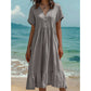 Women's V-Neck Short Sleeve Ruffled Midi Dress