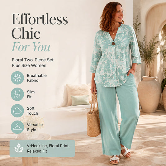 Women's Casual V-Neck 2-Piece Set