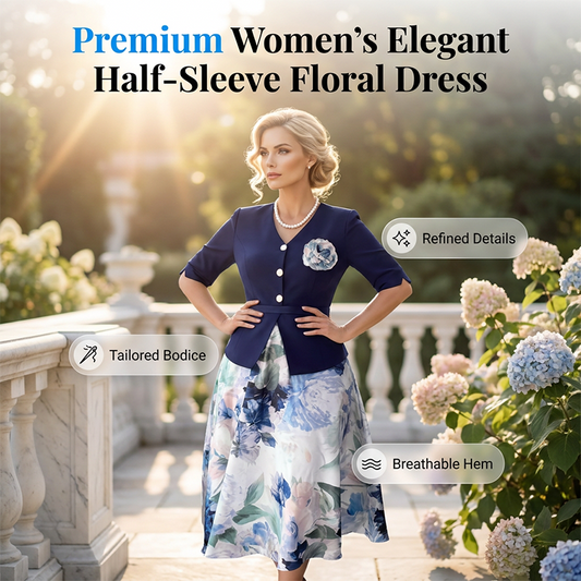 Women's Elegant Half-Sleeve Floral Dress