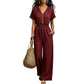 Women's Waist-Defining V-Neck Jumpsuit
