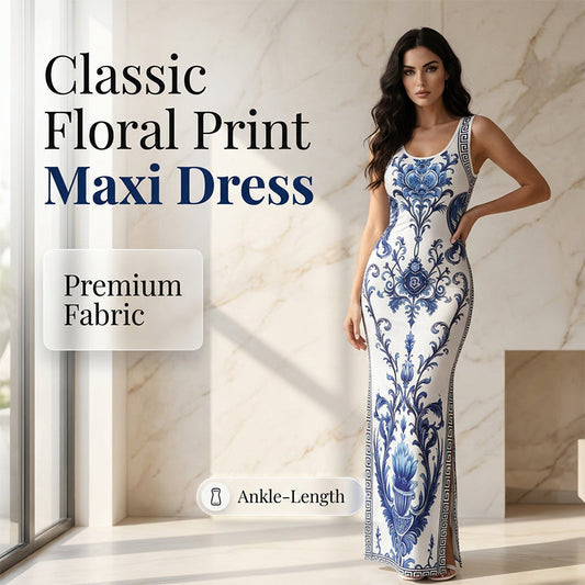 📢📢40% OFF !! ⏰Women's Classic Floral Print Maxi Dress