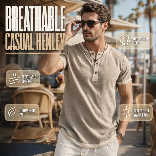Men's Short Sleeve Breathable Henley Shirt