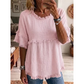 Women's Casual Fringe-Trim Ruffle Sleeve Top