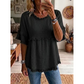 Women's Casual Fringe-Trim Ruffle Sleeve Top
