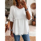 Women's Casual Fringe-Trim Ruffle Sleeve Top
