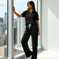Women's Ribbed Knit Top & Pants 2-Piece Set