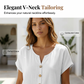 Women's V-Neck Button Casual T-Shirt