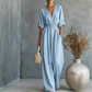 Women's Elegant V-Neck Wide-Leg Jumpsuit