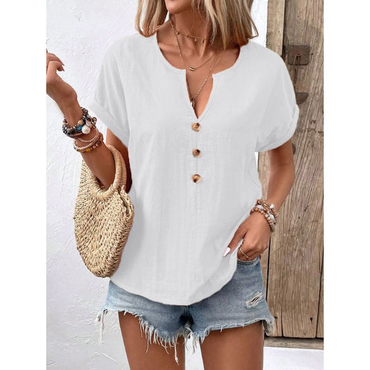 ⏰💰 50% OFF – Women's V-Neck Short Sleeve Top – Flattering & Comfy | Perfect for Everyday Wear | Dress Up or Down 👚✨🌸
