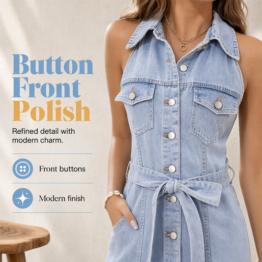 Waist-Defining Denim Dress