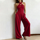 Elegant Criss-Cross Halter Neck Jumpsuit