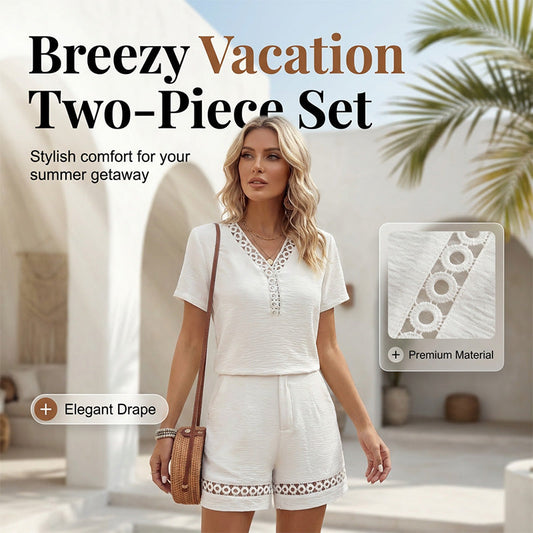 Women's V Neck Short Sleeve Top and Shorts Set