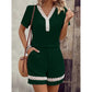 Women's V Neck Short Sleeve Top and Shorts Set