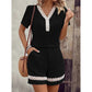 Women's V Neck Short Sleeve Top and Shorts Set