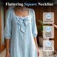 Casual Solid Color Midi Dress with Elegant Bowknot and Square Neck