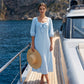 Casual Solid Color Midi Dress with Elegant Bowknot and Square Neck