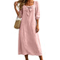 Casual Solid Color Midi Dress with Elegant Bowknot and Square Neck