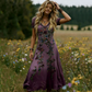 Women's Vintage V-Neck Floral Maxi Dress
