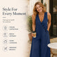 Women's Sleeveless V-Neck Jumpsuit with Pockets