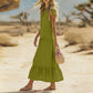 Women's Flowy Button V-Neck Maxi Dress