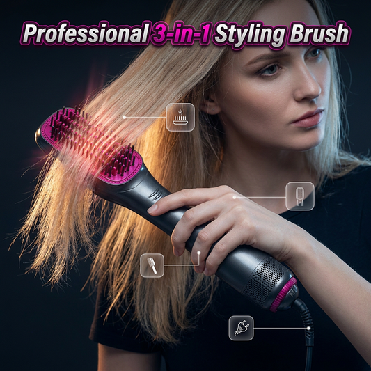 💥Professional 3-in-1 Hot Air Brush – Dry, detangle & volumize