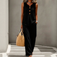Women's Sleeveless Button Top and Loose Pants Set