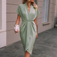 Women's Elegant V-Neck Ruched Dress
