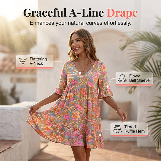 Women’s Casual V-Neck Floral Print Dress