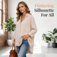 Women Casual Loose Button Down Apricot Shirt Long Sleeve Collar Blouse