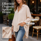 Women Casual Loose Button Down Apricot Shirt Long Sleeve Collar Blouse